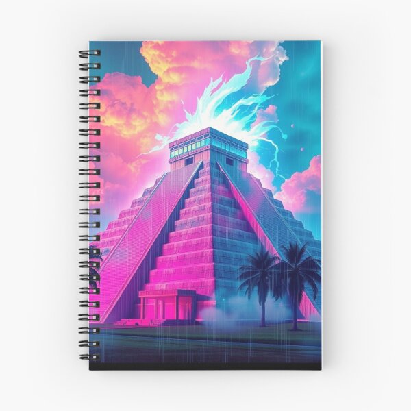 Item preview, Neon Vaporwave Mayan Pyramid Synthwave Lightning Art designed and sold by EllDAV777.