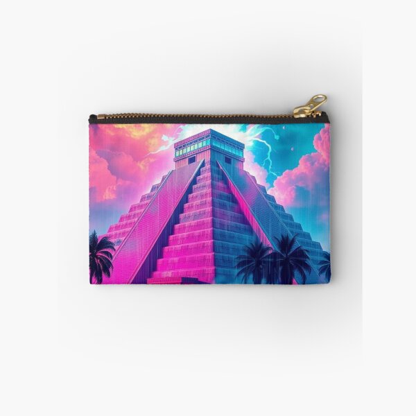 Item preview, Neon Vaporwave Mayan Pyramid Synthwave Lightning Art designed and sold by EllDAV777.