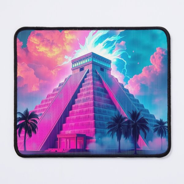 Item preview, Neon Vaporwave Mayan Pyramid Synthwave Lightning Art designed and sold by EllDAV777.
