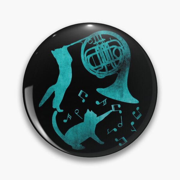 Item preview, Teal Cats Playing French Horn And Music Notes designed and sold by Primroaddesigns.