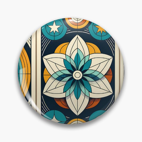 Item preview, Sacred Geometry Lotus Mandala in Teal and Ochre designed and sold by InkSmithery.