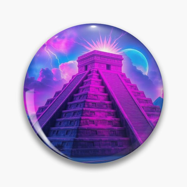 Item preview, Neon Psychedelic Mayan Pyramid Lightning Storm Art designed and sold by EllDAV777.