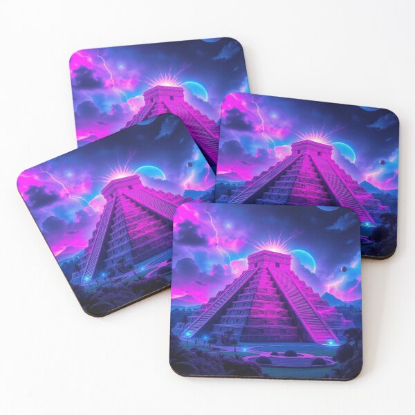Item preview, Neon Psychedelic Mayan Pyramid Lightning Storm Art designed and sold by EllDAV777.