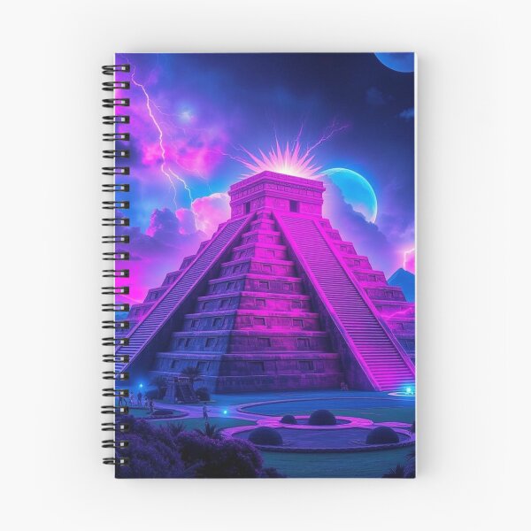 Item preview, Neon Psychedelic Mayan Pyramid Lightning Storm Art designed and sold by EllDAV777.