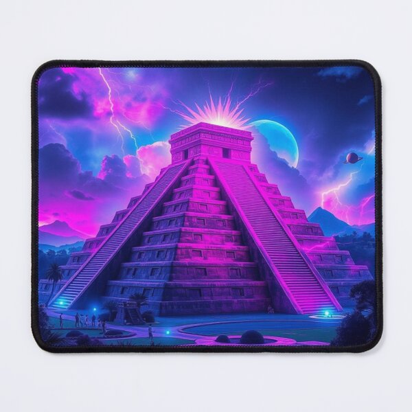 Item preview, Neon Psychedelic Mayan Pyramid Lightning Storm Art designed and sold by EllDAV777.