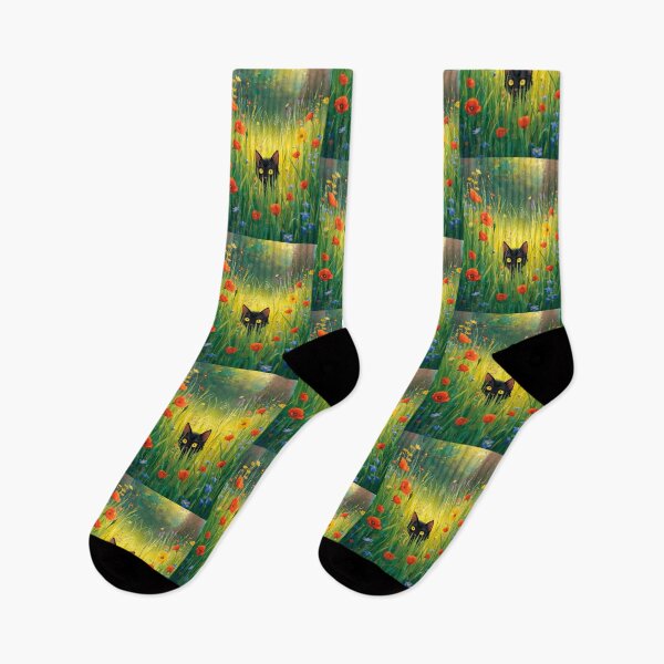 Item preview, Cat in a vibrant wildflower meadow designed and sold by paulrommer.
