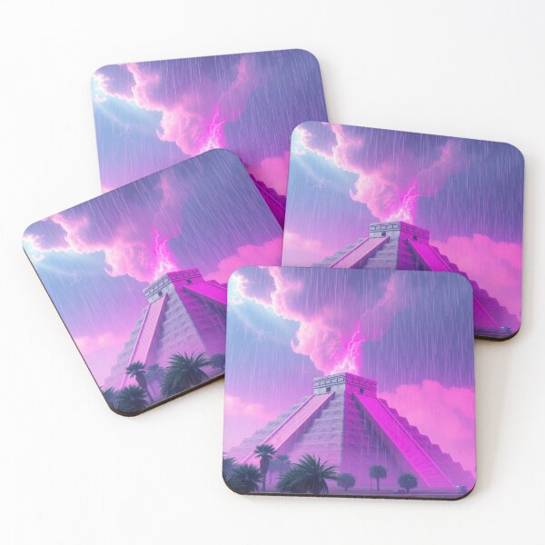 Item preview, Pink Neon Chichen Itza Pyramid Storm Lightning Art designed and sold by EllDAV777.