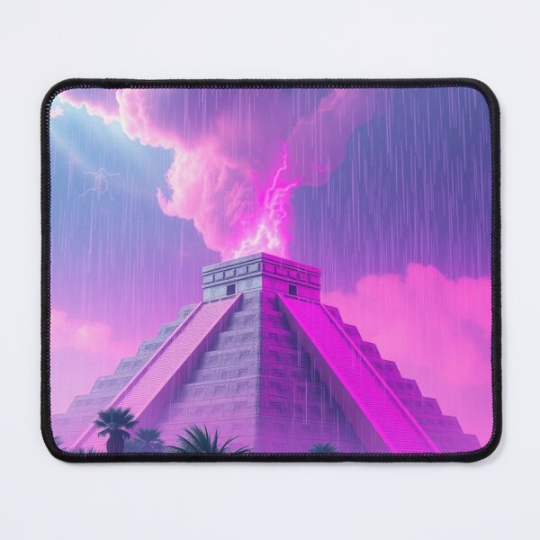 Item preview, Pink Neon Chichen Itza Pyramid Storm Lightning Art designed and sold by EllDAV777.