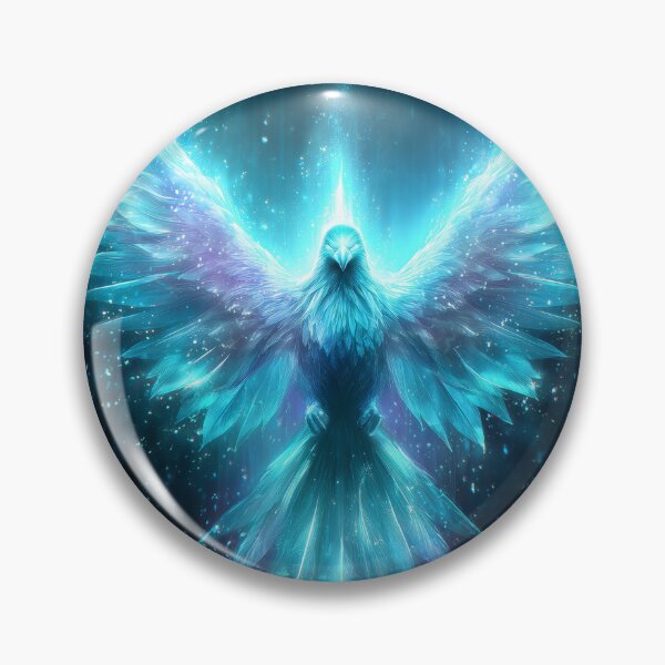Artikelvorschau, Eisiger Neonphönix – Leuchtend blauer Winterfantasievogel entworfen und verkauft von VisionaryVeils.