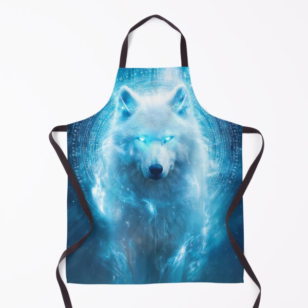 Item preview, Arctic Neon Wolf Deity – Glowing White & Blue Spirit Animal Art designed and sold by VisionaryVeils.