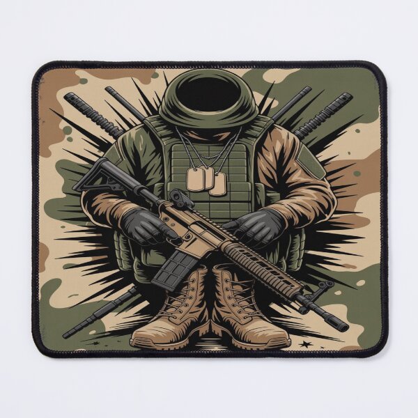 Item preview, Modern Tactical Soldier Illustration – Military Gear & Rifle Art designed and sold by myforestfog.