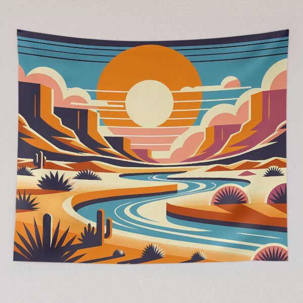 Item preview, Geometric Desert Sunset with River and Canyons designed and sold by InkSmithery.