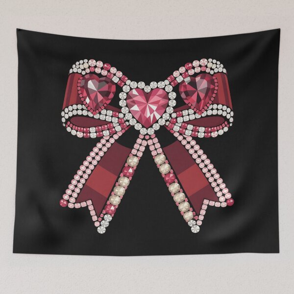 Item preview, Pink Diamond Heart Bow - Red Coquette Ribbon Aesthetic - Glam Valentine Gemstone Art designed and sold by ZyxDes.