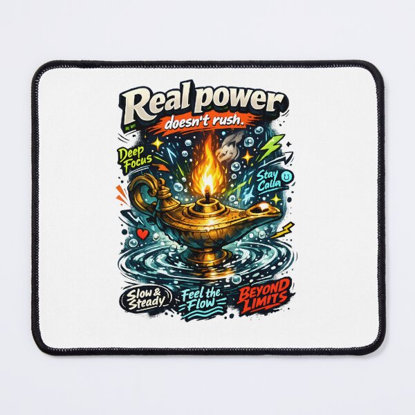 Item preview, Real Power Doesn't Rush - Surreal Underwater Oil Lamp Ancient Wisdom Motivational Wall Art - Deep Focus Mindfulness Aesthetic Illustration - Stoic Philosophy & Success Mindset Home Decor designed and sold by Vivaan Studio.