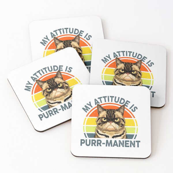 Item preview, My Attitude Is Purr-manent Funny Grumpy Cat Shirt designed and sold by MotivaChic.