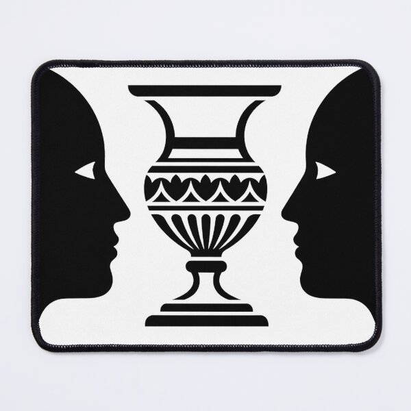 Item preview, two faces forming a vase (Rubin’s vase illusion), bold black and white designed and sold by AwesomeArtist26.