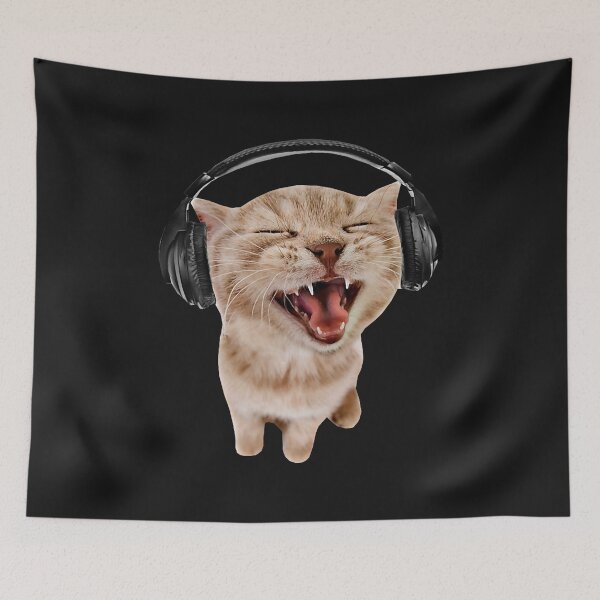 Item preview, Cat With Headphones Meme Men Women Girls Kids designed and sold by ArleneRowe.