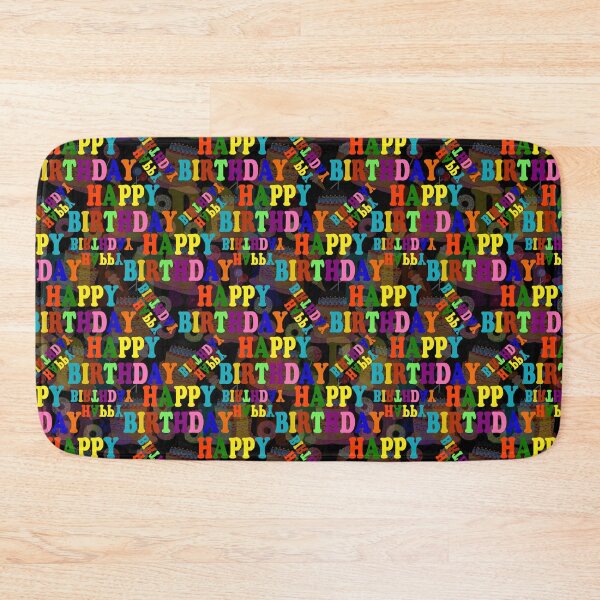Item preview, Colourful appy Birthday Text Pattern - Black  designed and sold by PatternTitan.
