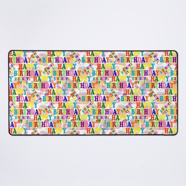 Item preview, Multicolor Happy Birthday Text Pattern - White designed and sold by PatternTitan.