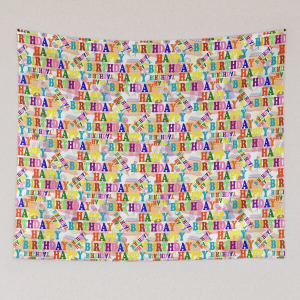 Item preview, Multicolor Happy Birthday Text Pattern - White  designed and sold by PatternTitan.