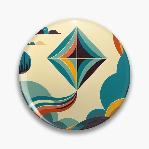 Item preview, Geometric Kite Over Retro Wavesgeometric kite designed and sold by InkSmithery.