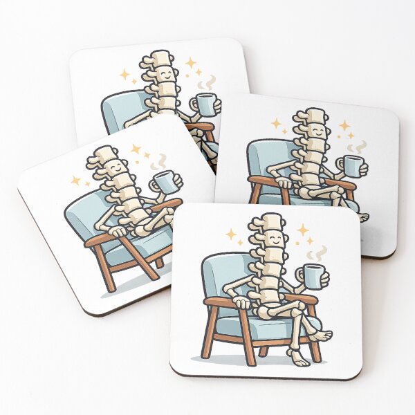 Item preview, Relaxed Spine Skeleton with Coffee – Funny Anatomy Design designed and sold by myforestfog.