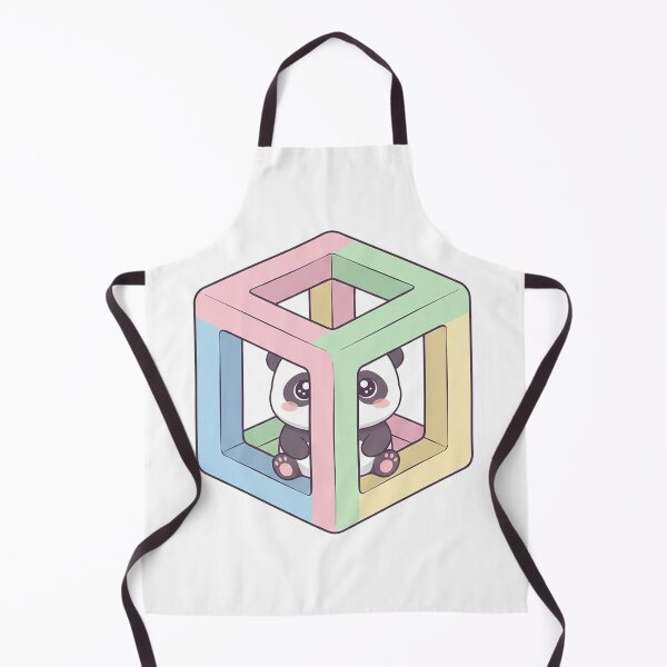 Item preview, kawaii baby panda peeking from an impossible 3D cube illusion, pastel colors, soft edges, cute surprised expression, white outline sticker style  designed and sold by AwesomeArtist26.