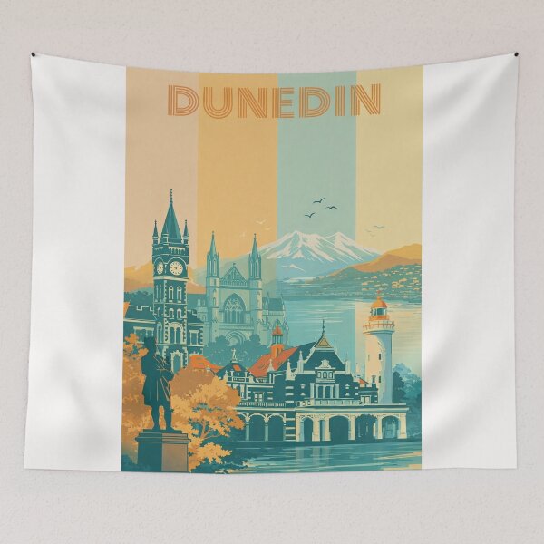 Item preview, Dunedin Cityscape Featuring Otago University Clocktower and First Church with Coastal Views designed and sold by Places On Earth.