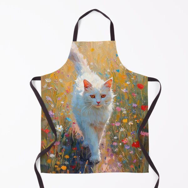 Item preview, White cat in a colorful meadow designed and sold by paulrommer.