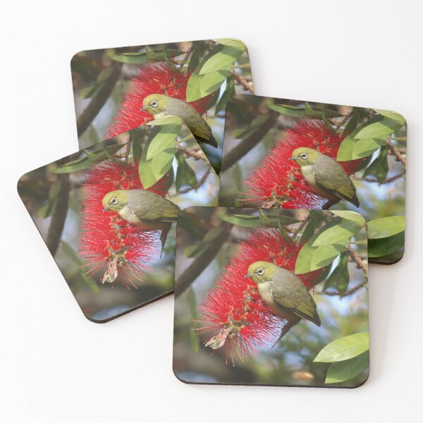 Item preview, Silvereye Bird On Bottlebrush Flower designed and sold by KarenWoodArt.