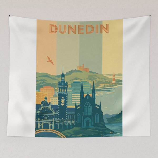 Item preview, Dunedin Skyline with Town Hall, Railway Station and Signal Hill Views designed and sold by Places On Earth.