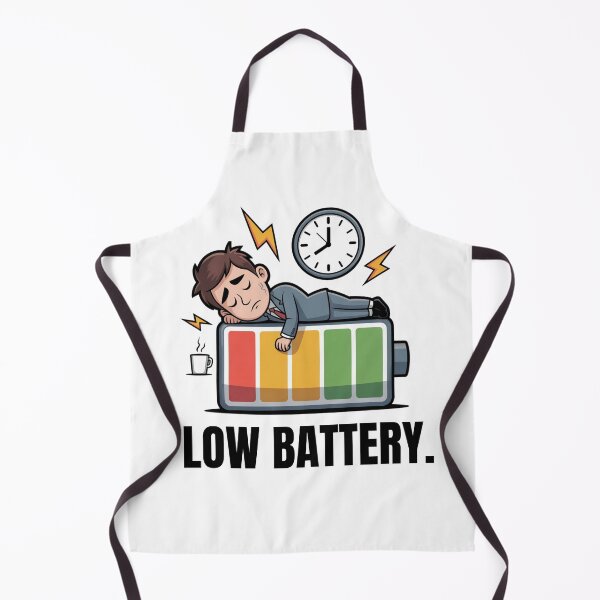 Item preview, Low Battery Tired Office Worker Funny Cartoon Tee designed and sold by JustFunnyStuff.
