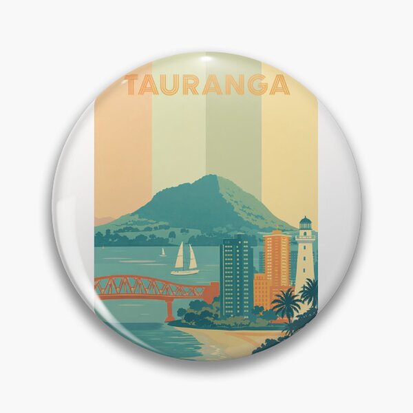 Item preview, Tauranga Cityscape with Mount Maunganui and Lighthouse on the Shoreline designed and sold by Places On Earth.