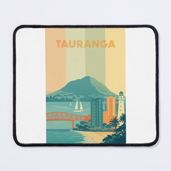Item preview, Tauranga Cityscape with Mount Maunganui and Lighthouse on the Shoreline designed and sold by Places On Earth.