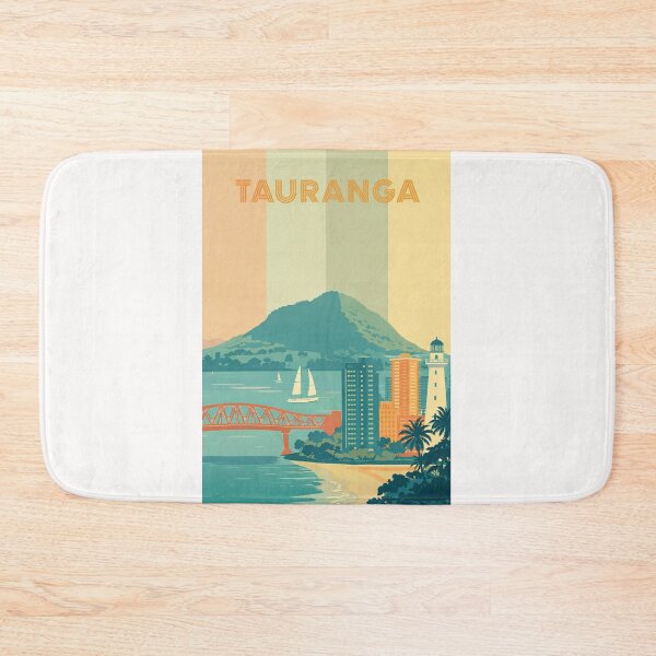 Item preview, Tauranga Cityscape with Mount Maunganui and Lighthouse on the Shoreline designed and sold by Places On Earth.