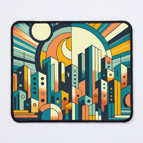 Item preview, Geometric City Skyline with Sunburst designed and sold by InkSmithery.