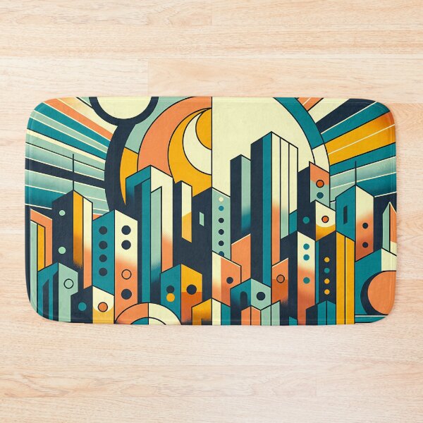 Item preview, Geometric City Skyline with Sunburst designed and sold by InkSmithery.
