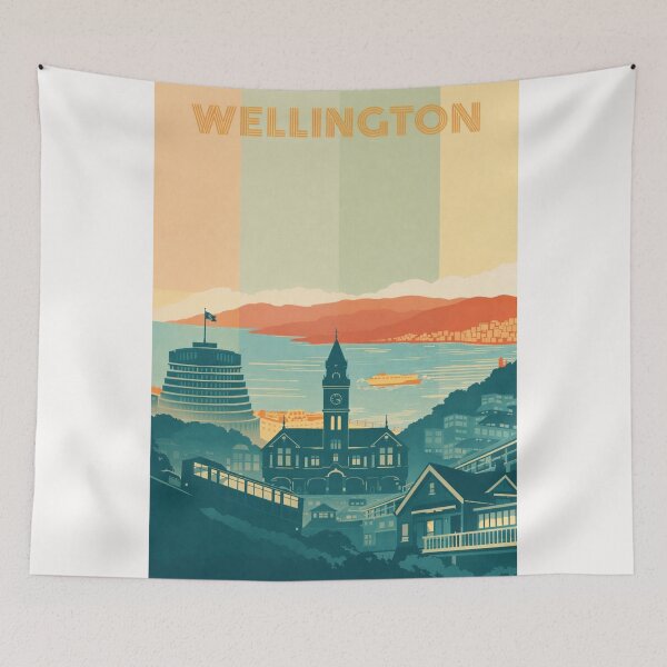 Item preview, Wellington Harbour View with Parliament, Town Hall and Hilltop Homes designed and sold by Places On Earth.