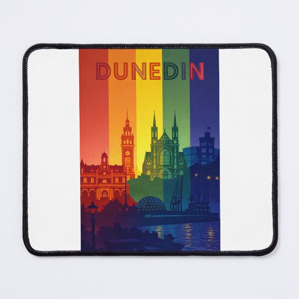 Item preview, Dunedin Landmark Skyline with Rainbow Colours and Historic Architecture designed and sold by Places On Earth.