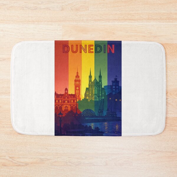 Item preview, Dunedin Landmark Skyline with Rainbow Colours and Historic Architecture designed and sold by Places On Earth.