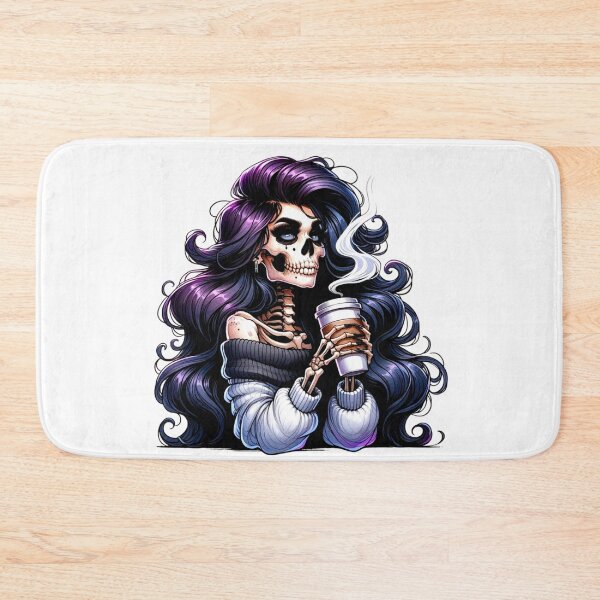 Item preview, Skeleton Girl Drinking Coffee Aesthetic Gothic Art designed and sold by Lulunza.