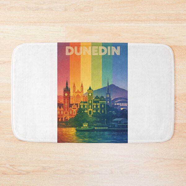 Item preview, Dunedin Colourful Waterfront with Historic Town Hall and Cathedral View designed and sold by Places On Earth.