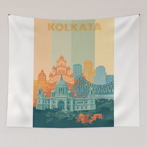 Item preview, Kolkata Cityscape Featuring Victoria Memorial and Howrah Bridge at Dusk designed and sold by Places On Earth.