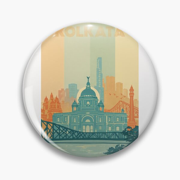 Item preview, Kolkata Skyline with Victoria Memorial, Temples and City Buildings designed and sold by Places On Earth.