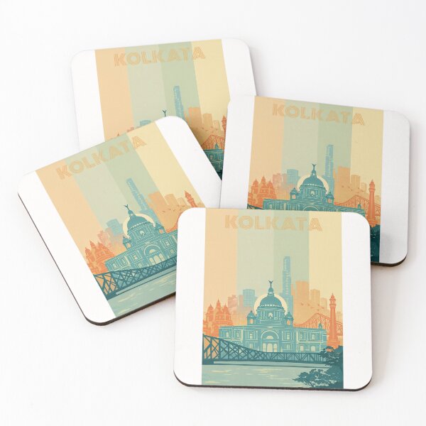 Item preview, Kolkata Skyline with Victoria Memorial, Temples and City Buildings designed and sold by Places On Earth.