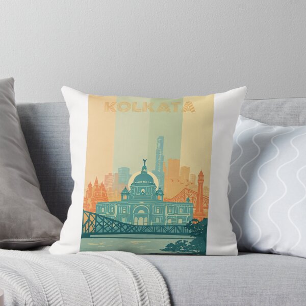 Item preview, Kolkata Skyline with Victoria Memorial, Temples and City Buildings designed and sold by Places On Earth.