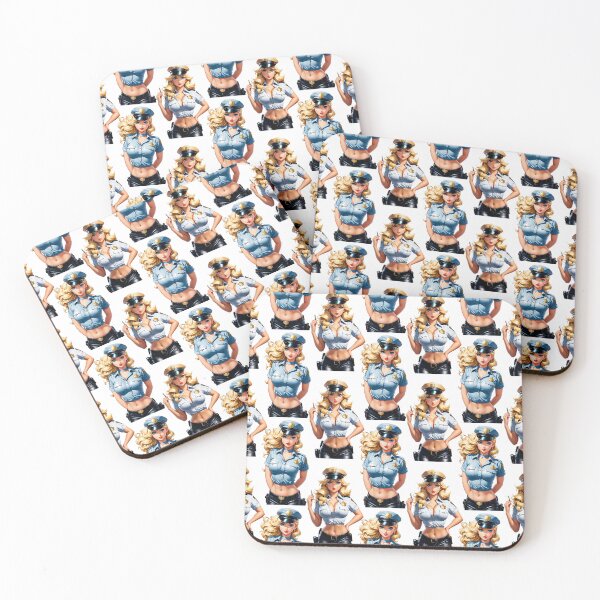 Item preview, Pinup Girl Lady Cop Pattern Design - White  designed and sold by PatternTitan.
