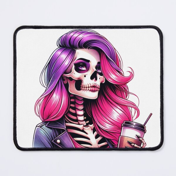 Item preview, Pink Skeleton Girl Coffee Dark Feminine Illustration designed and sold by Lulunza.