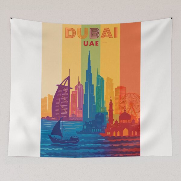 Item preview, Dubai Skyline Featuring Burj Khalifa, Burj Al Arab and Waterfront Landmarks designed and sold by Places On Earth.