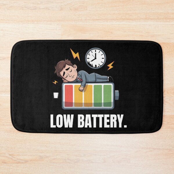 Item preview, Low Battery Tired Office Worker Funny Cartoon Tee designed and sold by JustFunnyStuff.
